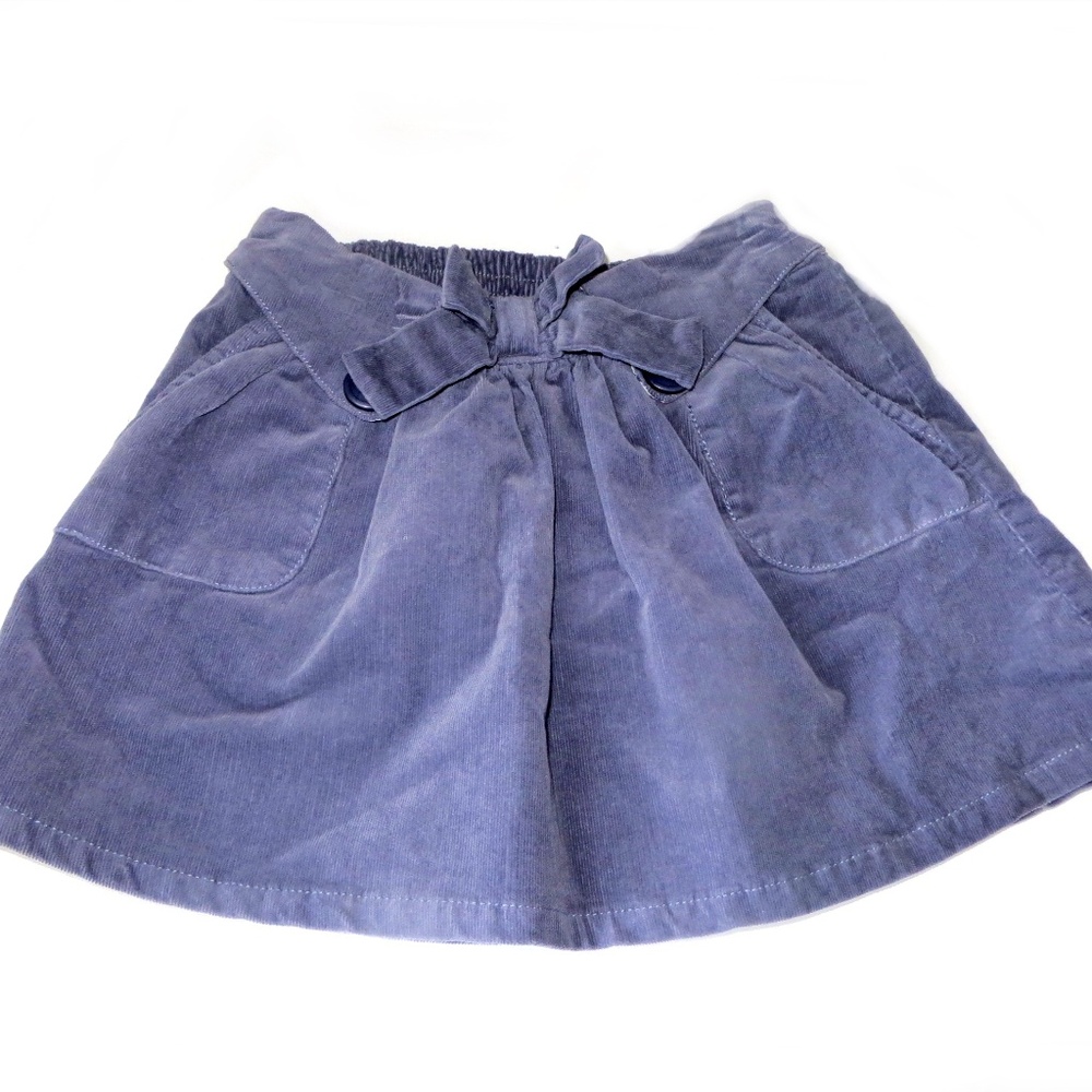 Girls SWEET IVY Blue Velveteen Skirt with Bow 4